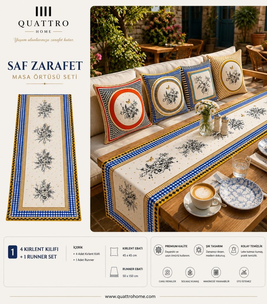 Quattro Home Saf Zarafet Masa Örtüsü Seti