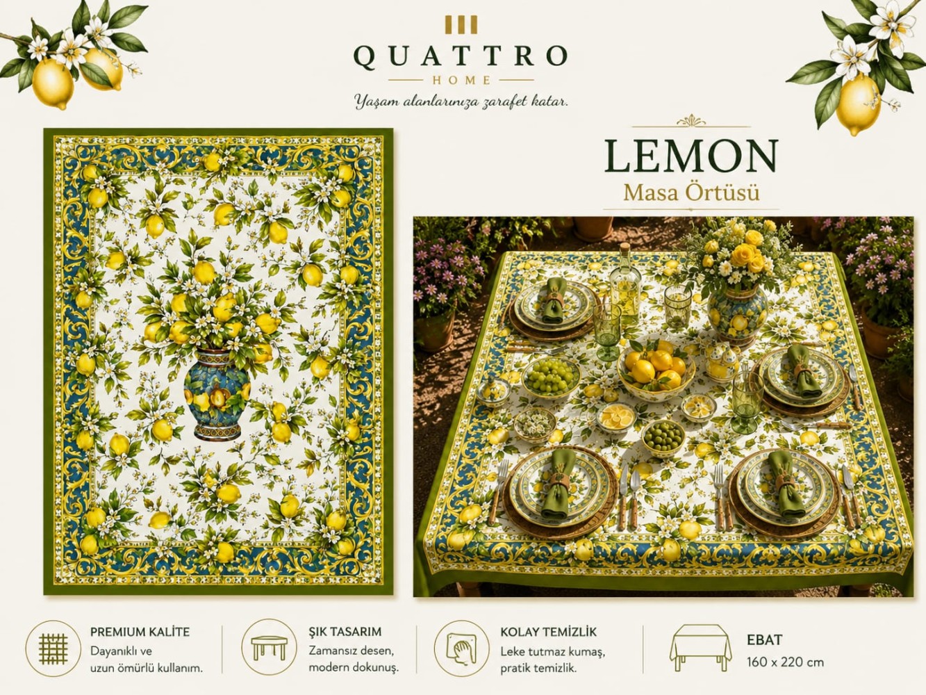Quattro Home Lemon Masa Örtüsü