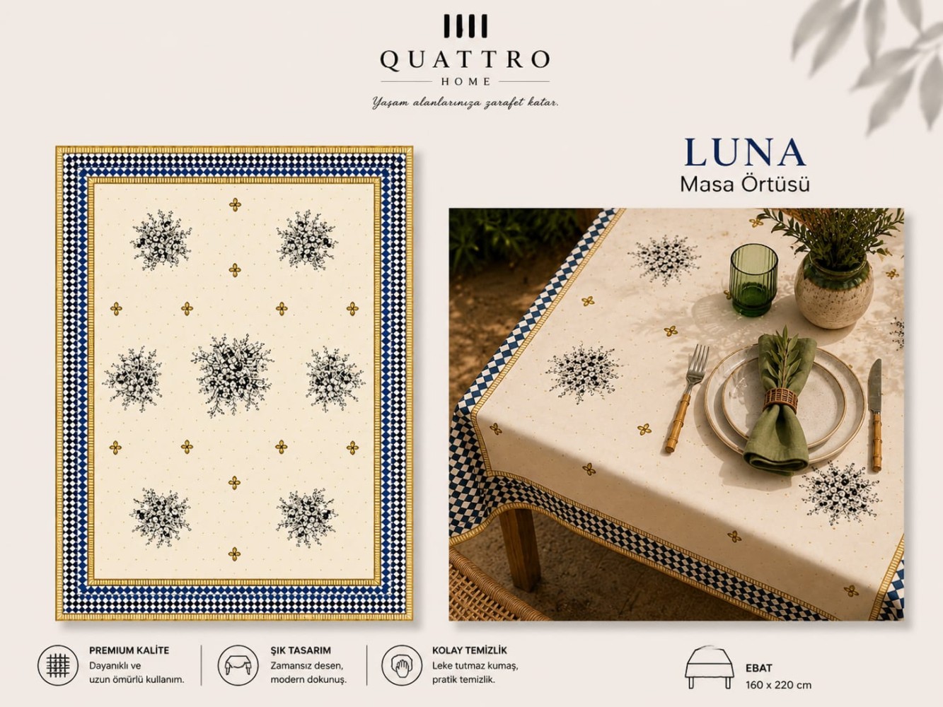 Quattro Home Luna Masa Örtüsü