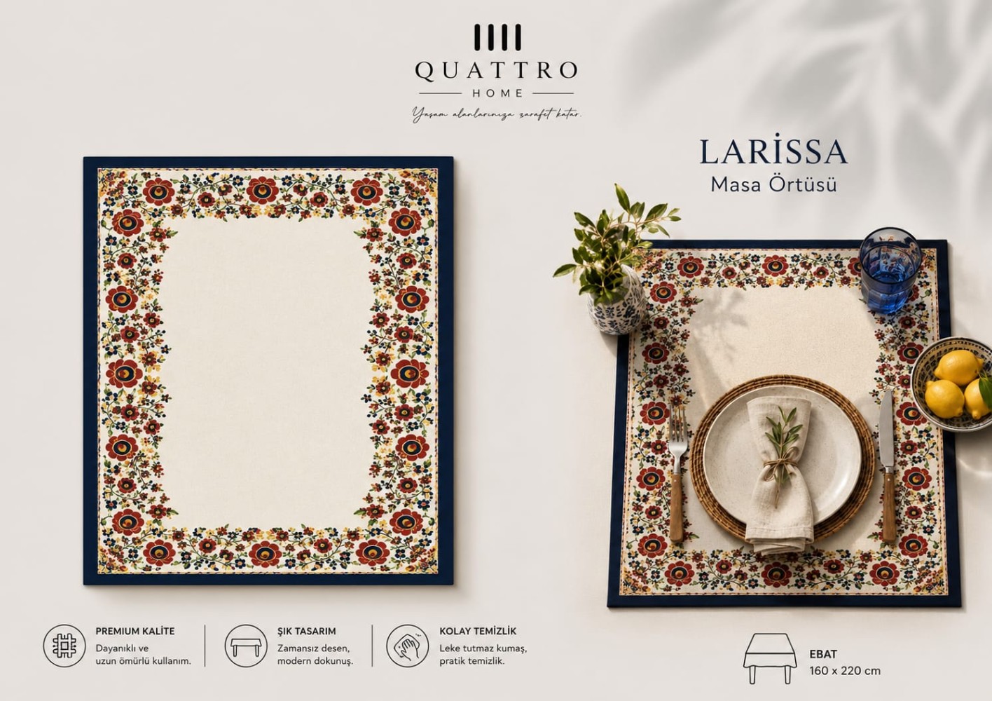 Quattro Home Larissa Masa Örtüsü
