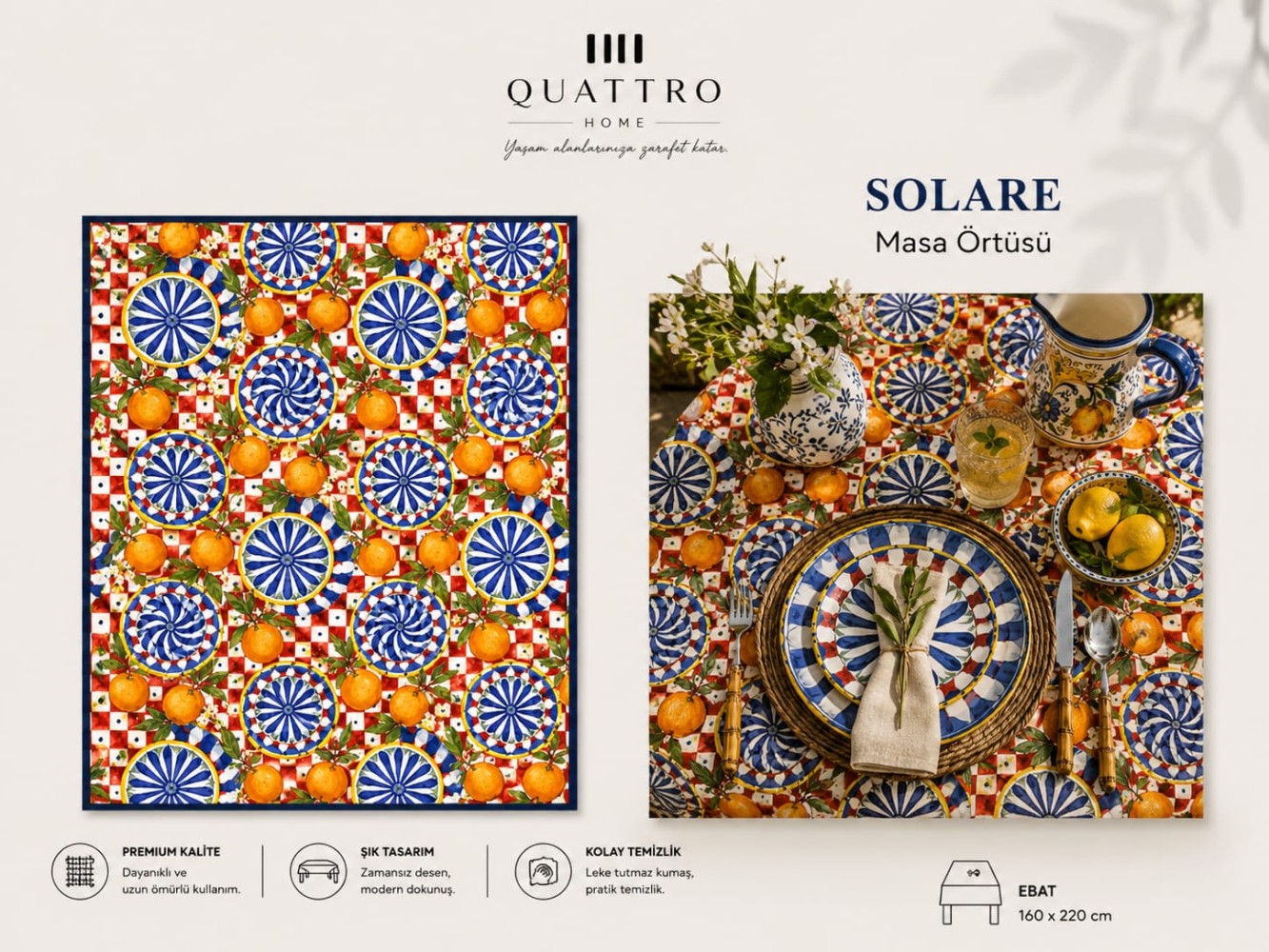 Quattro Home Solare Masa Örtüsü