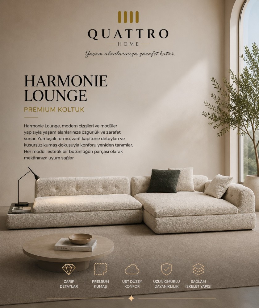 Quattro Home Harmonie Lounge Krem Modüler Köşe Koltuk