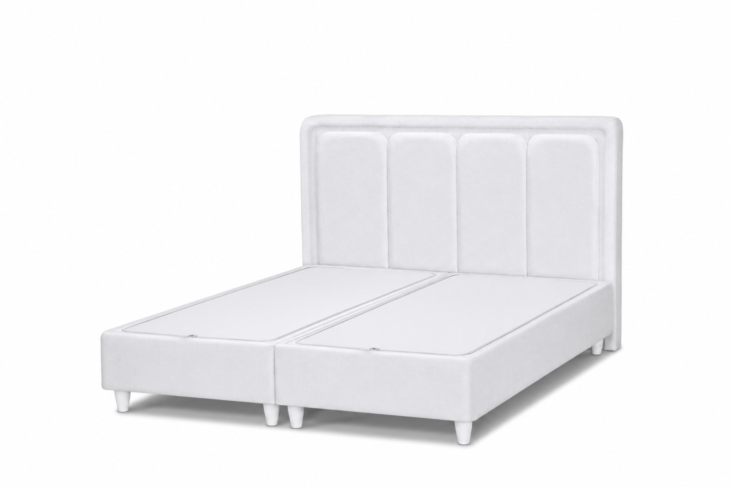 Quattro Home Borneo Çift Kişilik Beyaz Depolamalı Baza Başlık Seti