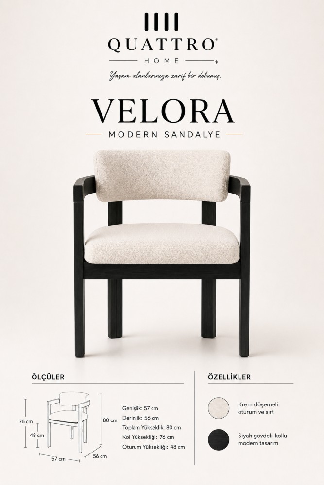 Velora Modern Sandalye görsel 2