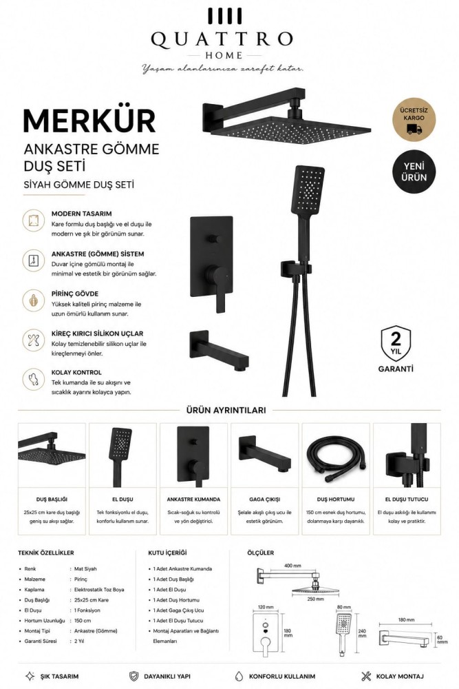 Merkür Ankastre Duş Seti