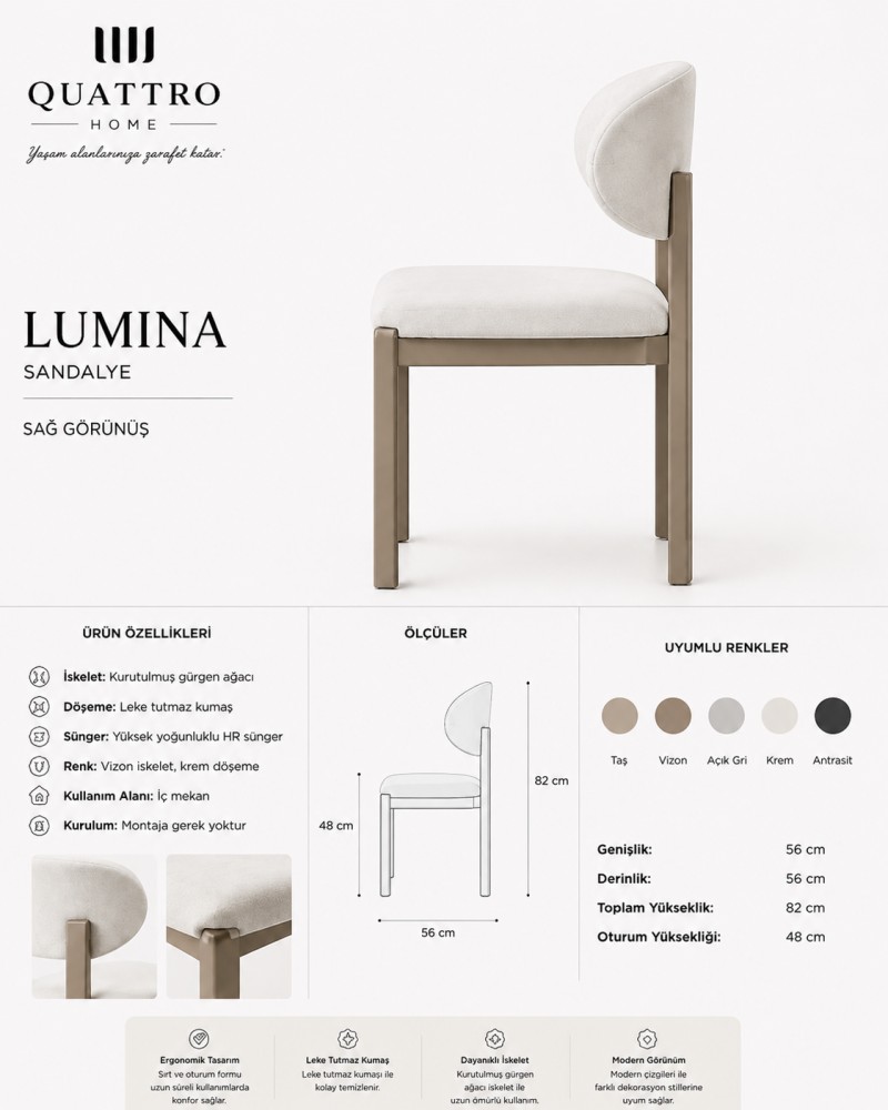 Lumina Modern Yemek Masası Takımı görsel 4