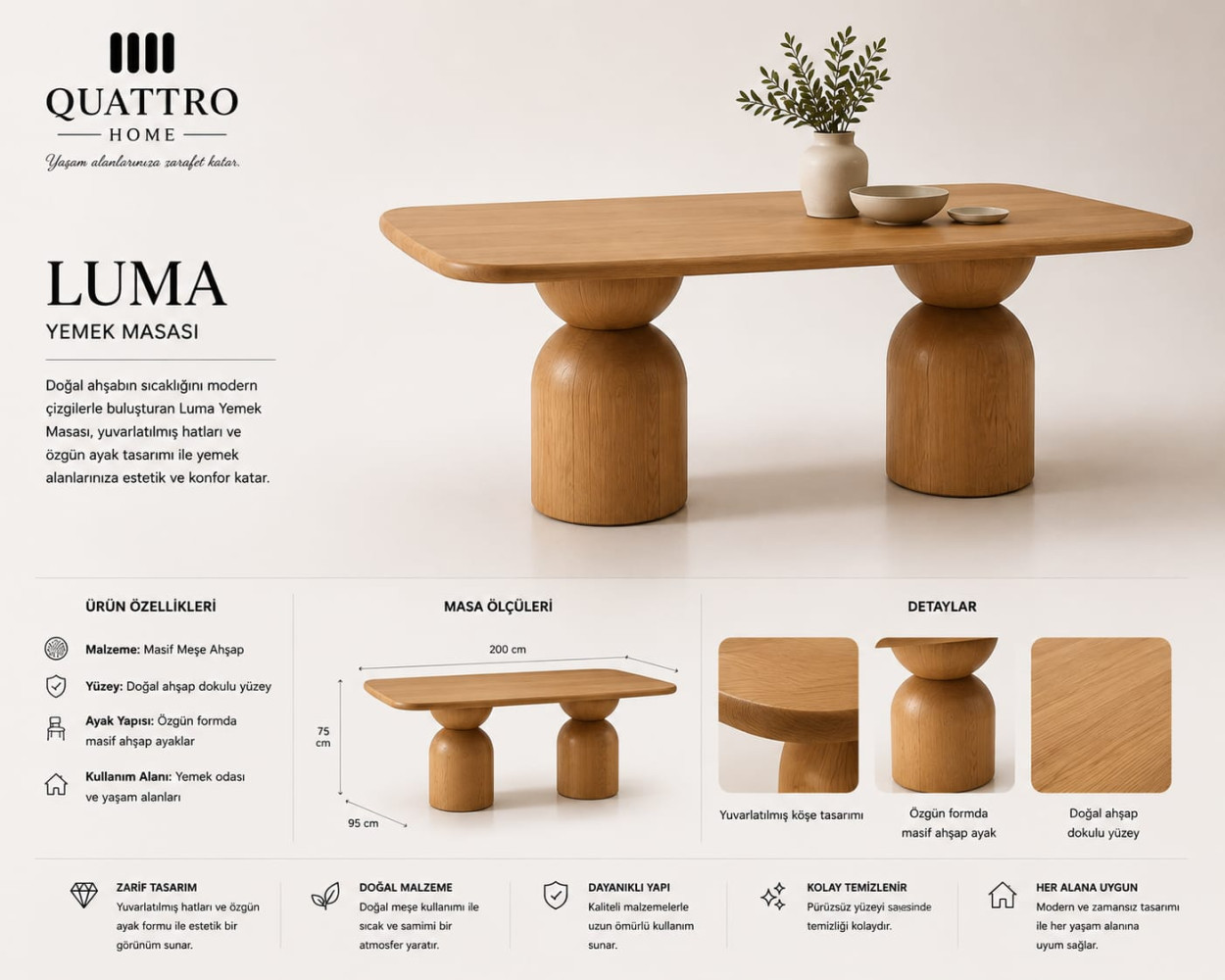 Luma Modern Yemek Masası