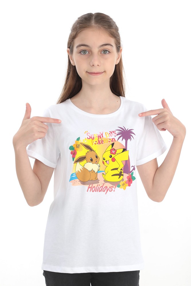 ORİJİNAL POKEMON PIKACHU SİMLİ BASKILI PAMUK COCUK T-SHIRT- 54938-BEYAZ