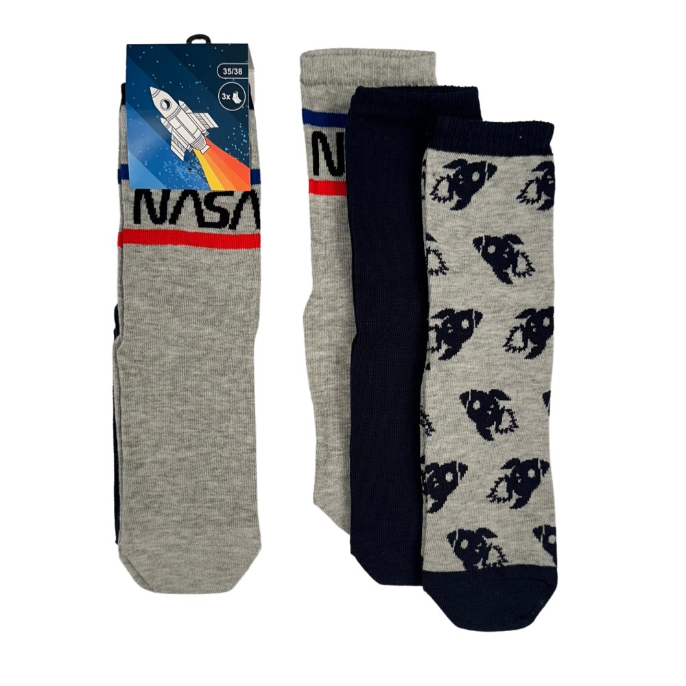 ORİJİNAL LİSANSLI NASA ERKEK ÇOCUK ÇORAP ÜÇLÜ SET NS1