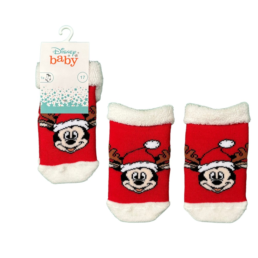 ORİJİNAL LİSANSLI DISNEY MICKEY MOUSE KIRMIZI BEBEK ÇORAP TEK M001