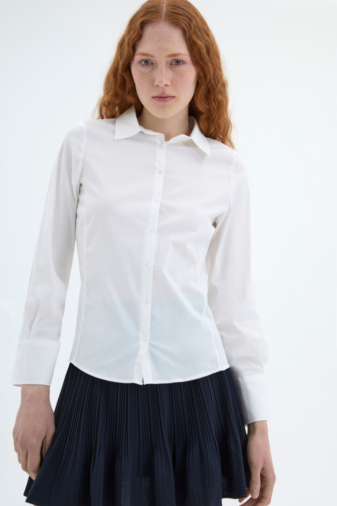 Quzu Kadın slimfit gömlek likralı