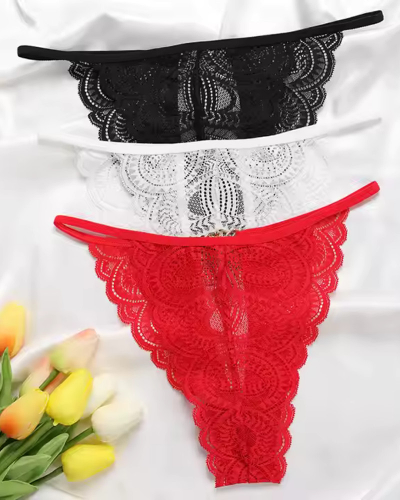 Tegan Kadın 3'lü Dantel String - Tanga TG270041
