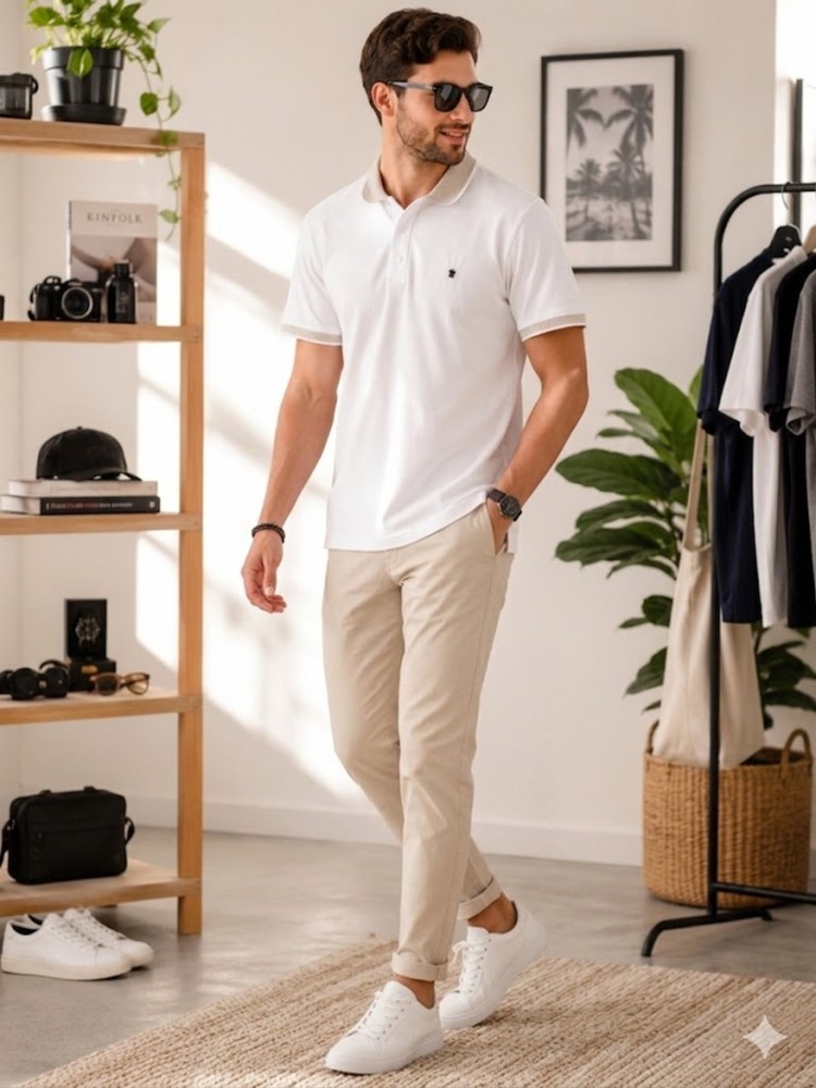 Erkek Beyaz Polo Yaka T-Shirt