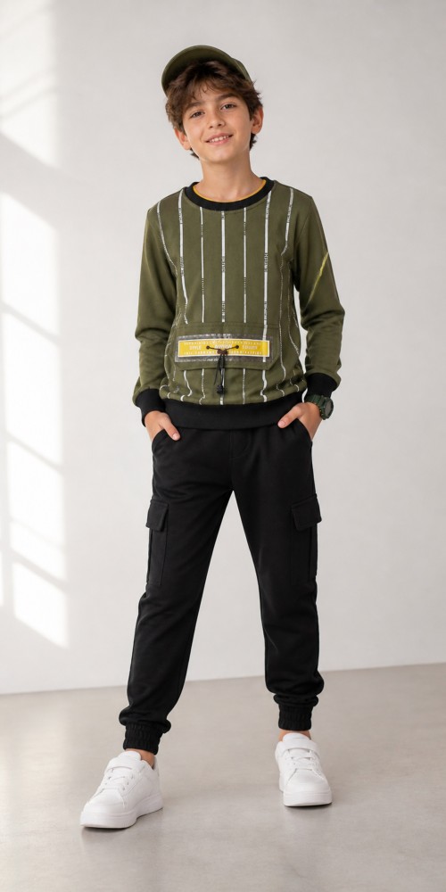 Erkek Çocuk Haki Sweatshirt