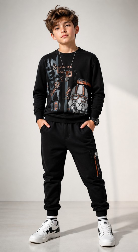 Erkek Çocuk Siyah Sweatshirt