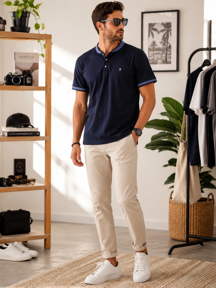 Erkek Lacivert Polo Yaka T-Shirt