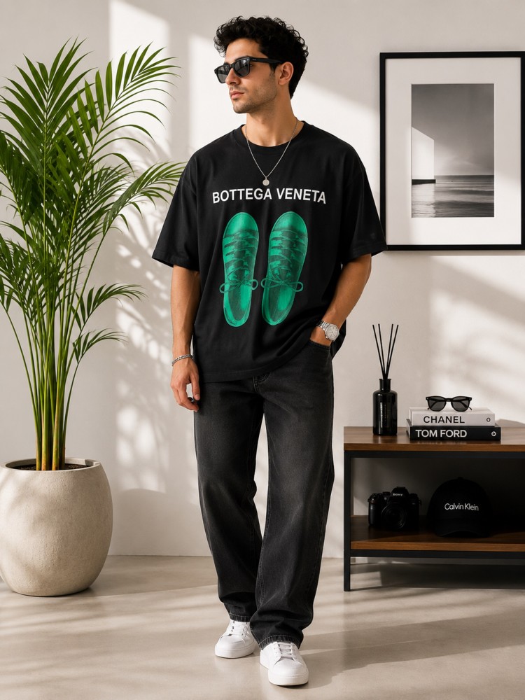 Erkek Siyah Oversize T-Shirt