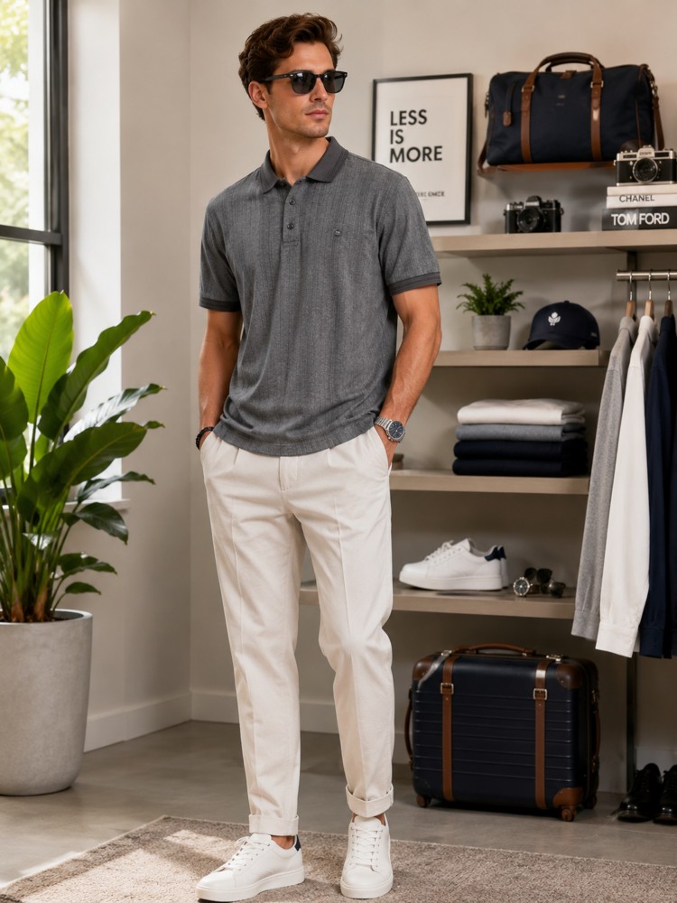 Erkek Antrasit Polo Yaka T-Shirt